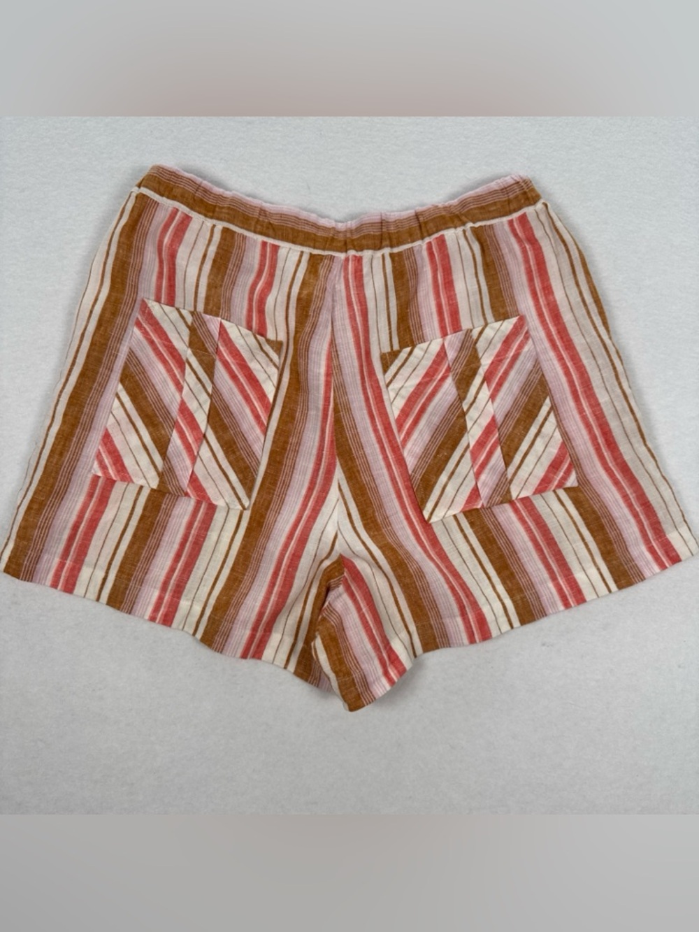 Joie 100% Linen Striped Shorts Women’s Small Side Buttons Back Pockets Beach - Picture 2 of 11
